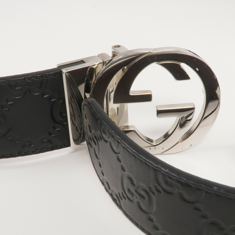 GUCCI 牛皮皮革Belt銀扣皮帶-7