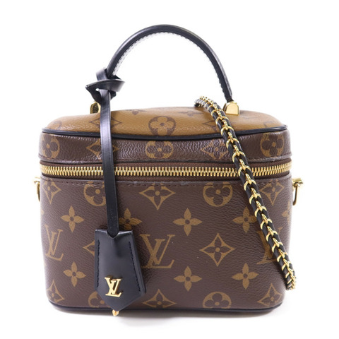 LOUIS VUITTON Monogram Reverse Vanity PM金扣手挽肩背兩用袋棕色