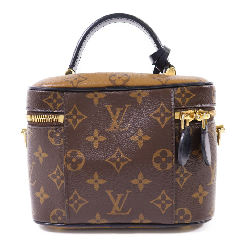 LOUIS VUITTON Monogram Reverse Vanity PM金扣手挽肩背兩用袋棕色-1