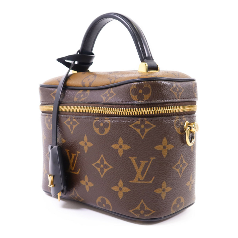 LOUIS VUITTON Monogram Reverse Vanity PM金扣手挽肩背兩用袋棕色-2