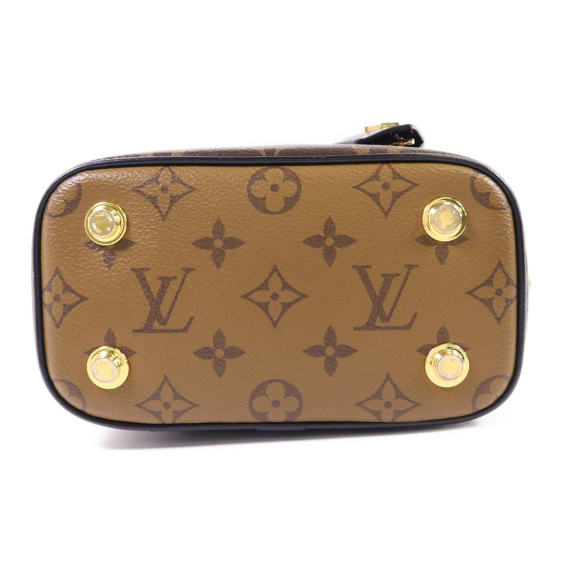 LOUIS VUITTON Monogram Reverse Vanity PM金扣手挽肩背兩用袋棕色-3