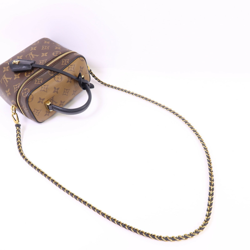 LOUIS VUITTON Monogram Reverse Vanity PM金扣手挽肩背兩用袋棕色-4