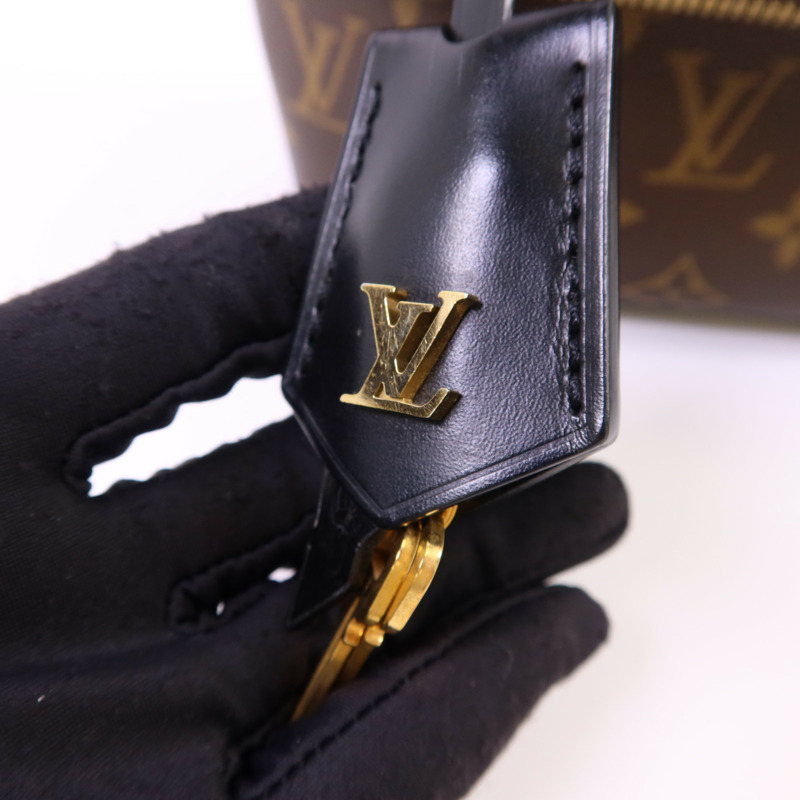 LOUIS VUITTON Monogram Reverse Vanity PM金扣手挽肩背兩用袋棕色-10