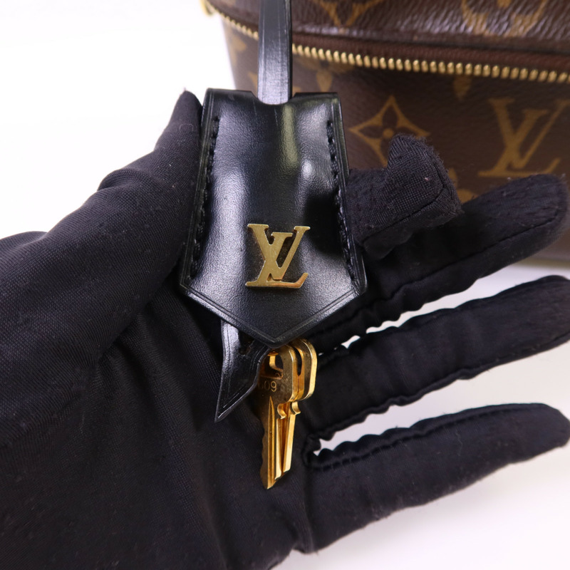 LOUIS VUITTON Monogram Reverse Vanity PM金扣手挽肩背兩用袋棕色-11