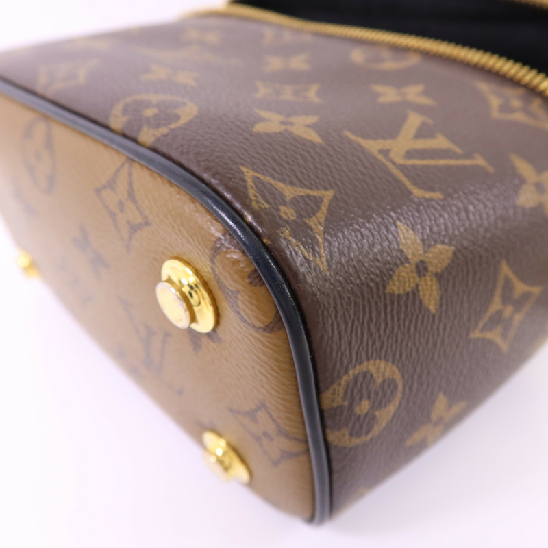 LOUIS VUITTON Monogram Reverse Vanity PM金扣手挽肩背兩用袋棕色-13