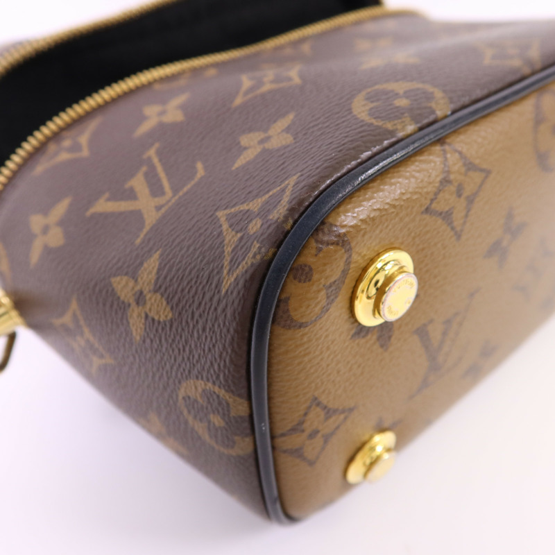 LOUIS VUITTON Monogram Reverse Vanity PM金扣手挽肩背兩用袋棕色-14