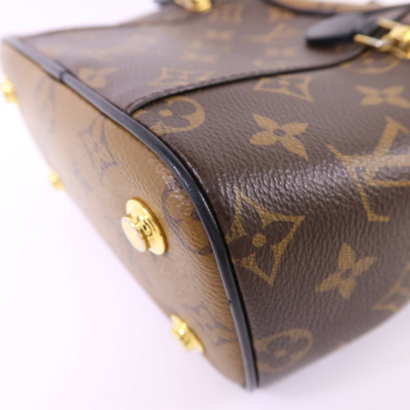 LOUIS VUITTON Monogram Reverse Vanity PM金扣手挽肩背兩用袋棕色-15