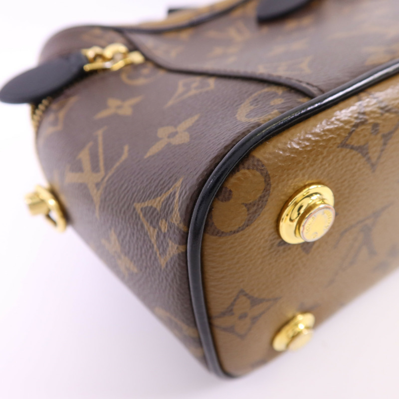 LOUIS VUITTON Monogram Reverse Vanity PM金扣手挽肩背兩用袋棕色-16