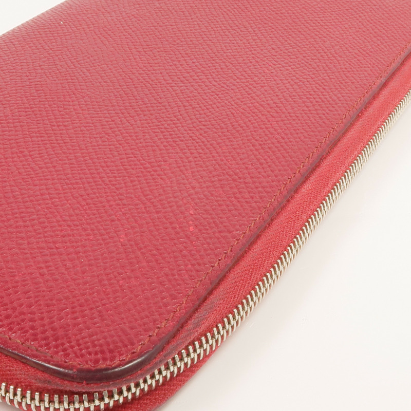 HERMES Epsom皮革/絲質Silk In Long Wallet銀扣長錢包Rubis-8
