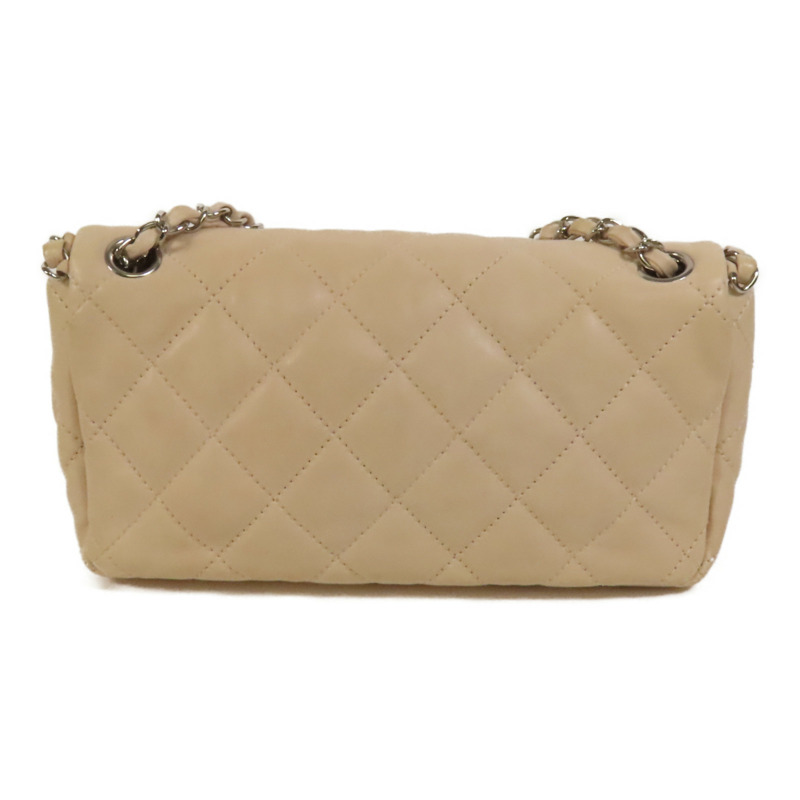 CHANEL 牛皮皮革Chain Shoulder銀扣肩背袋-1