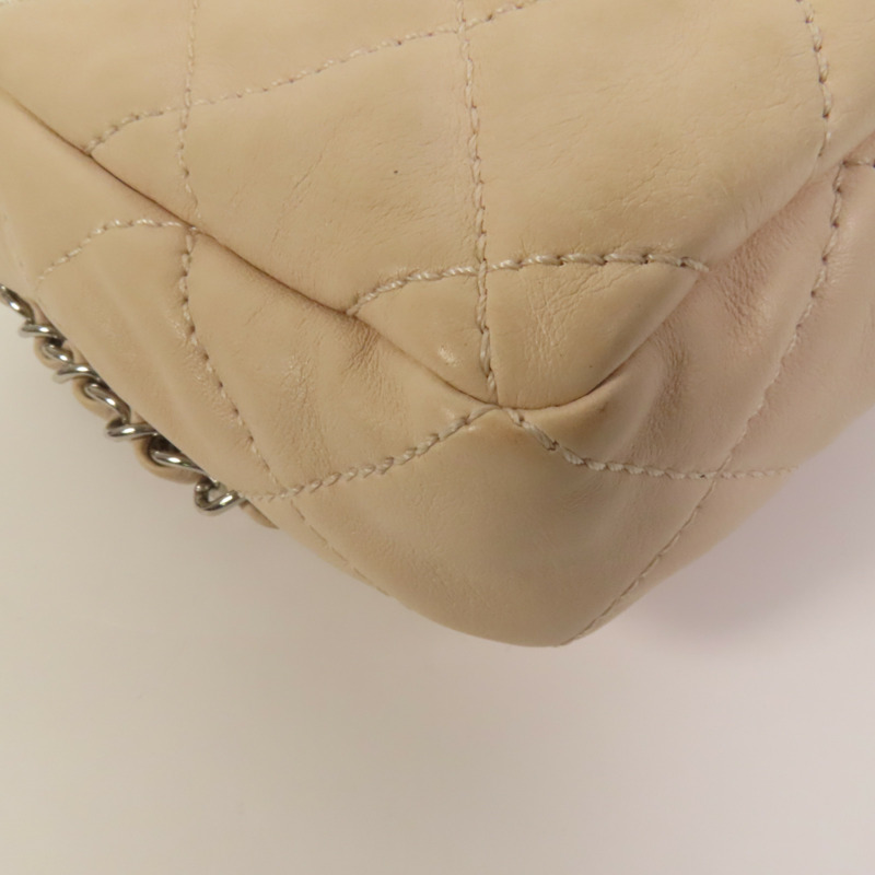 CHANEL 牛皮皮革Chain Shoulder銀扣肩背袋-11