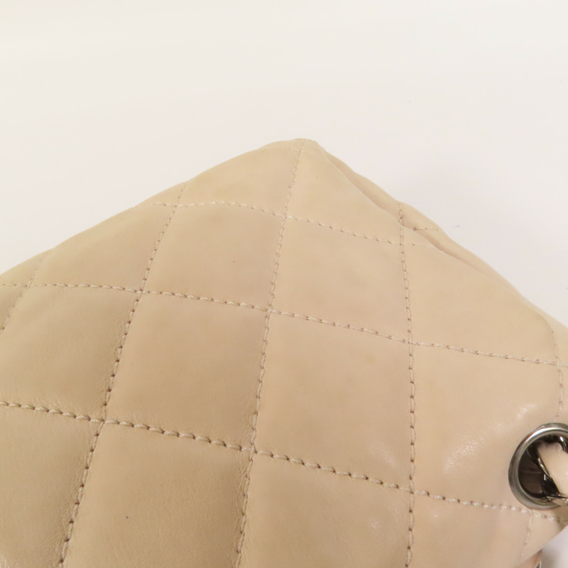 CHANEL 牛皮皮革Chain Shoulder銀扣肩背袋-14