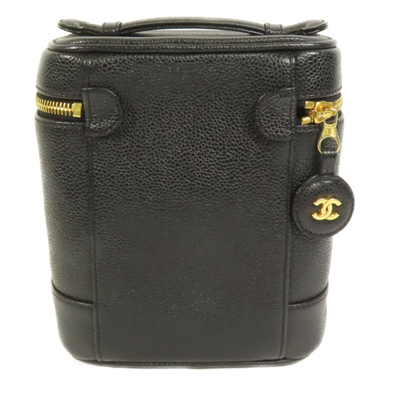 CHANEL 牛皮皮革Vintage Vanity金扣手挽袋-1