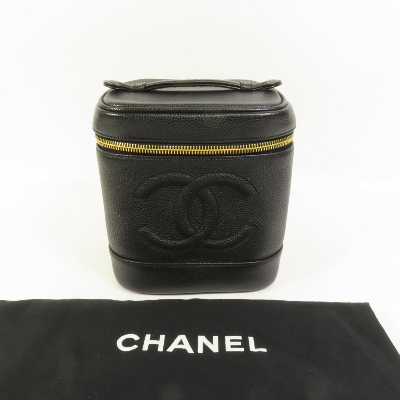 CHANEL 牛皮皮革Vintage Vanity金扣手挽袋-10