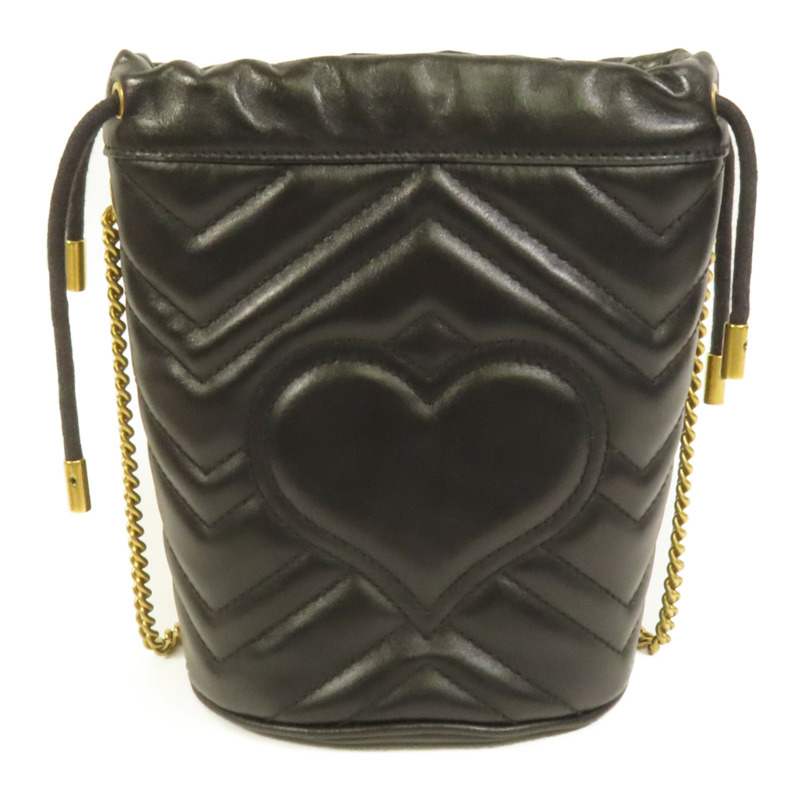 GUCCI 牛皮皮革GG Marmont Bucket金扣鏈帶肩背袋-1