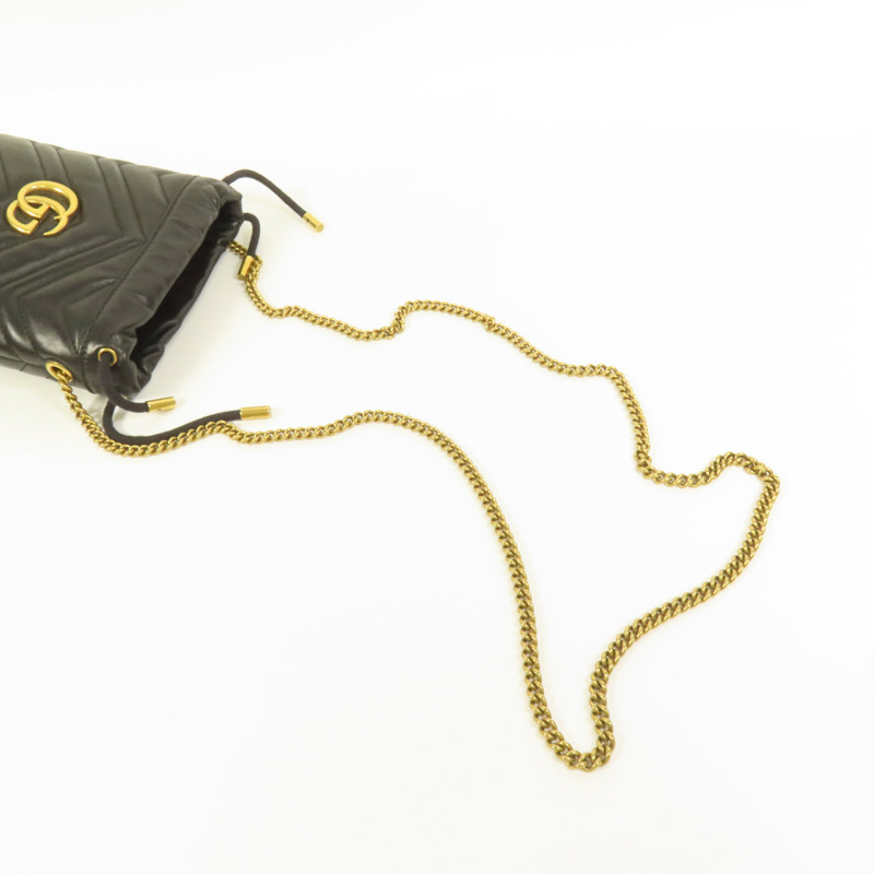 GUCCI 牛皮皮革GG Marmont Bucket金扣鏈帶肩背袋-4