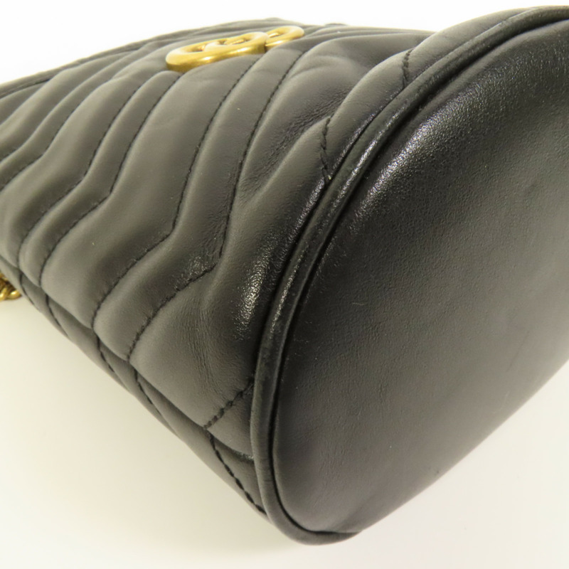 GUCCI 牛皮皮革GG Marmont Bucket金扣鏈帶肩背袋-8