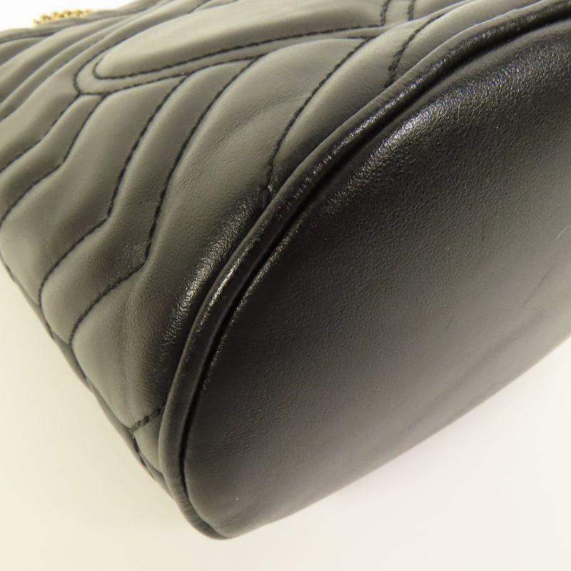 GUCCI 牛皮皮革GG Marmont Bucket金扣鏈帶肩背袋-10