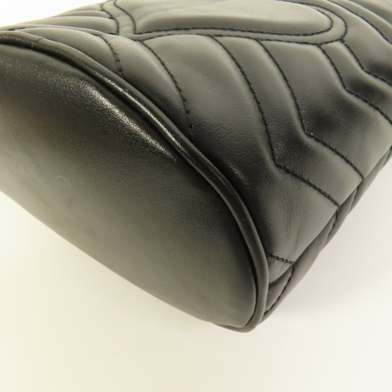 GUCCI 牛皮皮革GG Marmont Bucket金扣鏈帶肩背袋-11