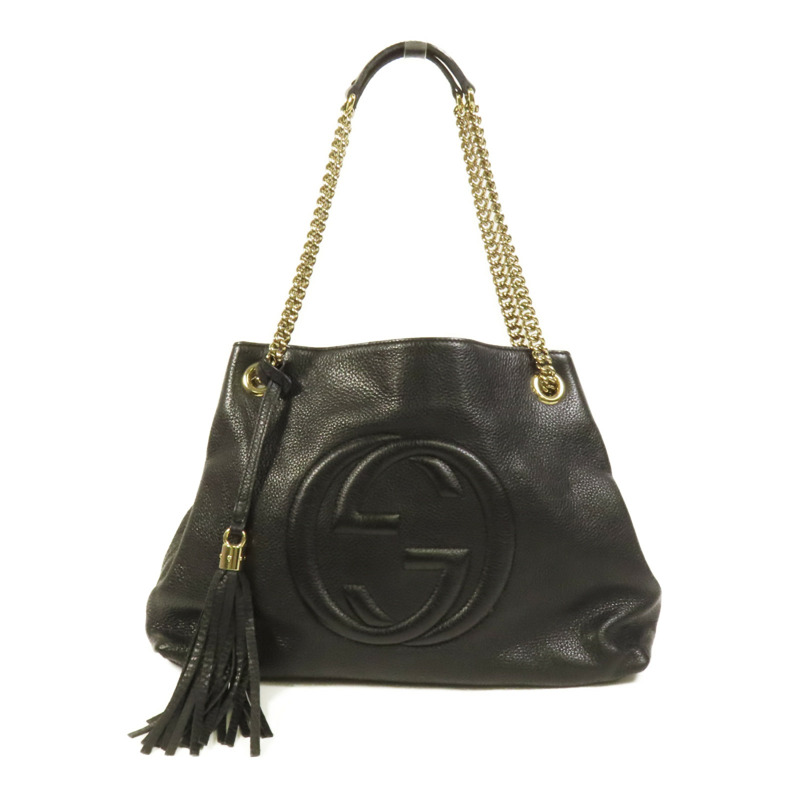 GUCCI 牛皮皮革Soho Pebbled金扣肩背袋-0