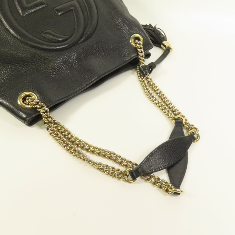 GUCCI 牛皮皮革Soho Pebbled金扣肩背袋-5