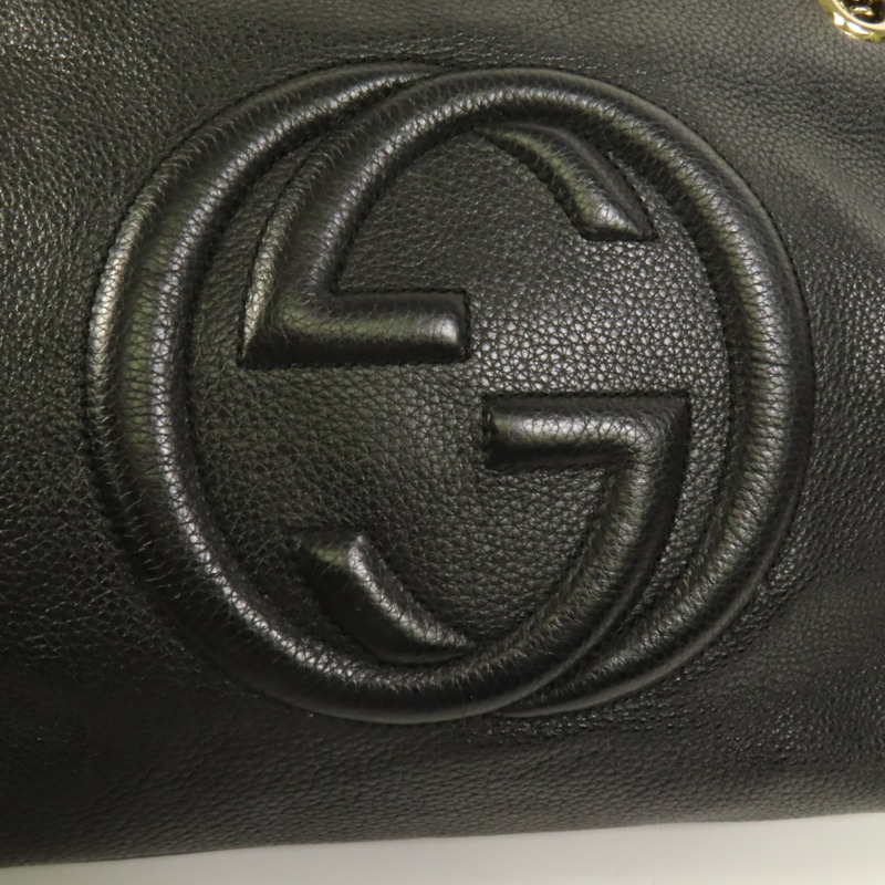 GUCCI 牛皮皮革Soho Pebbled金扣肩背袋-7