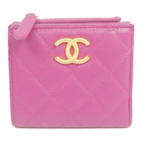 CHANEL 牛皮皮革Wallet金扣錢包