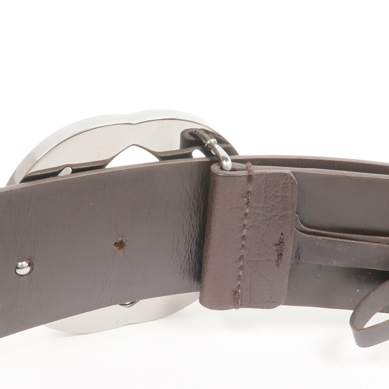 GUCCI 塗層帆布Belt 90cm銀扣皮帶-4