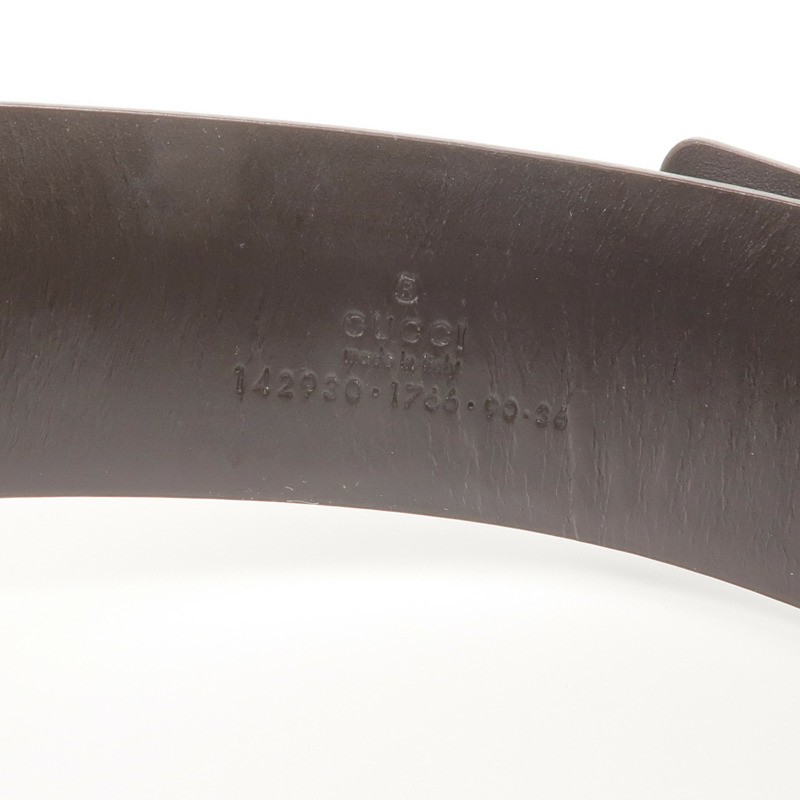 GUCCI 塗層帆布Belt 90cm銀扣皮帶-8