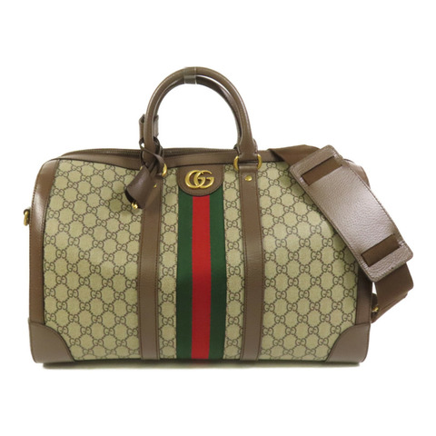 GUCCI 塗層帆布Savoy Medium Duffel金扣手挽肩背兩用袋