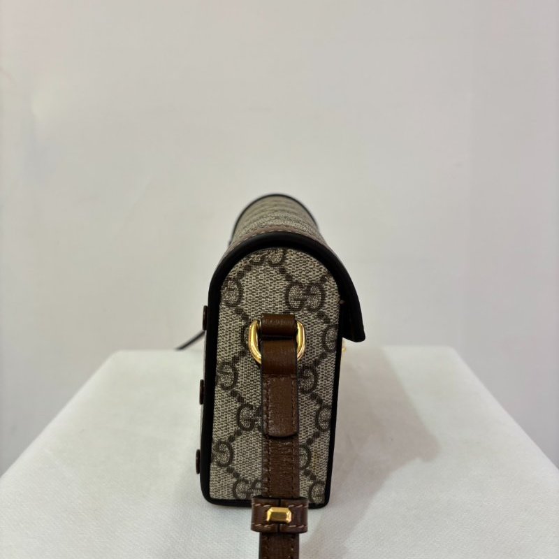 GUCCI咖邊PVC 1955橫式手機包-1