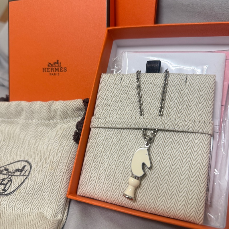 Hermes愛馬仕馬頭象棋項鍊-0