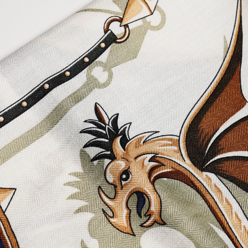 Hermès Voitures en Equilibre 140喀什米爾與真絲混紡 「平衡馬車」 羊絨方巾-3