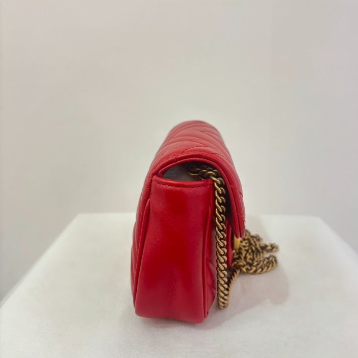 GUCCI紅牛皮金釦Marmont 鍊包16.5cm-1