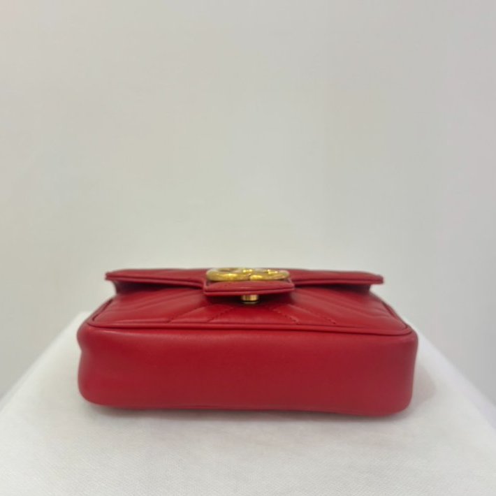 GUCCI紅牛皮金釦Marmont 鍊包16.5cm-4