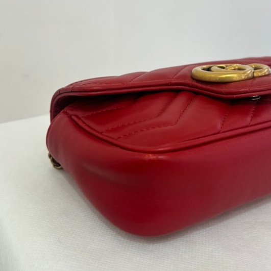 GUCCI紅牛皮金釦Marmont 鍊包16.5cm-5