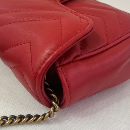 GUCCI紅牛皮金釦Marmont 鍊包16.5cm-7