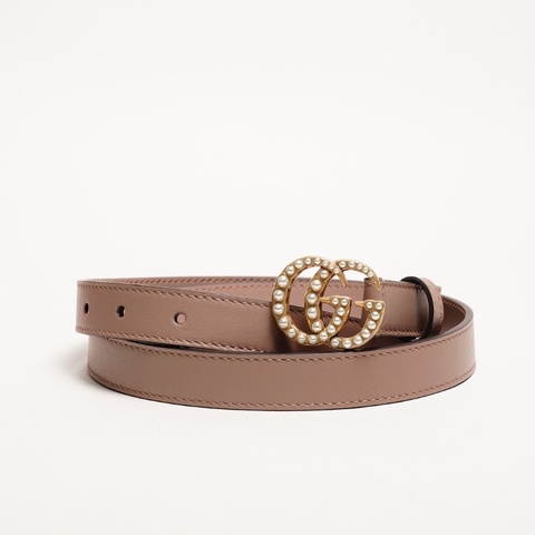 Gucci 奶茶色珍珠皮帶