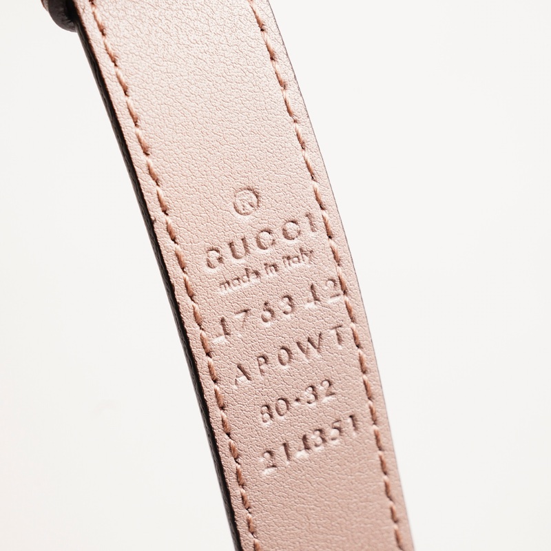 Gucci 奶茶色珍珠皮帶-4