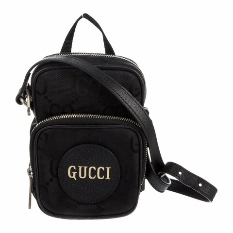 Gucci 老花尼龍小號雙G側背包