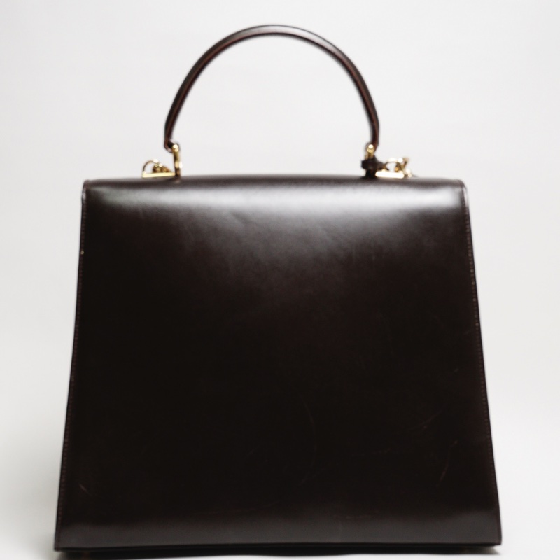 GUCCI 中古款 皮革手提公事包(深咖)-1