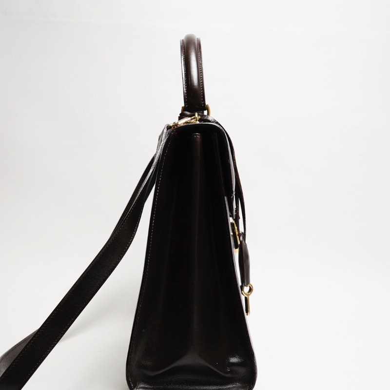 GUCCI 中古款 皮革手提公事包(深咖)-2