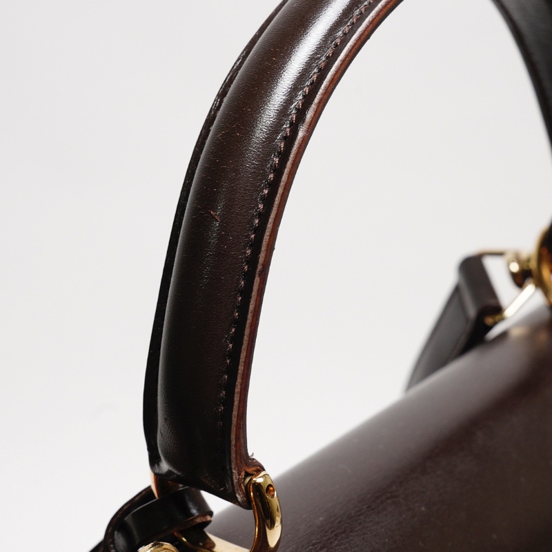 GUCCI 中古款 皮革手提公事包(深咖)-6