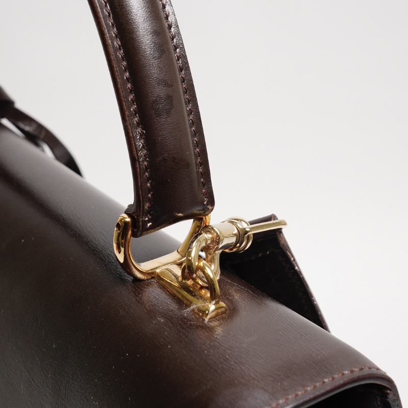 GUCCI 中古款 皮革手提公事包(深咖)-7