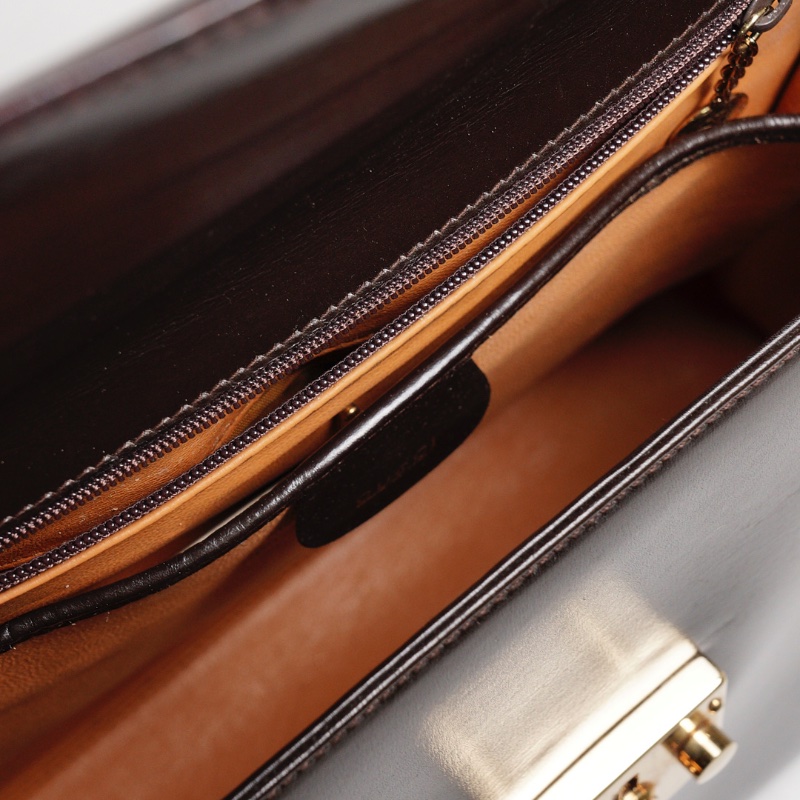 GUCCI 中古款 皮革手提公事包(深咖)-12