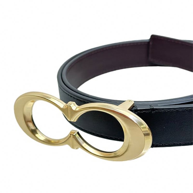 【COACH】素面簡約皮革皮帶-黑色金皮帶頭-2