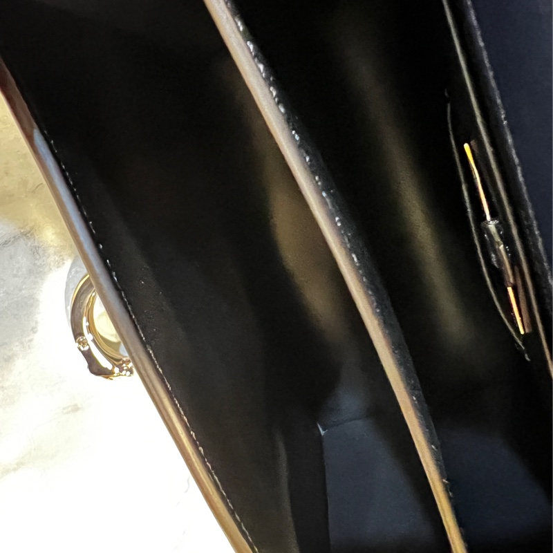 Cartier 深藍滑面牛皮銀釦美洲豹翻釦下蓋手提肩斜背包-10