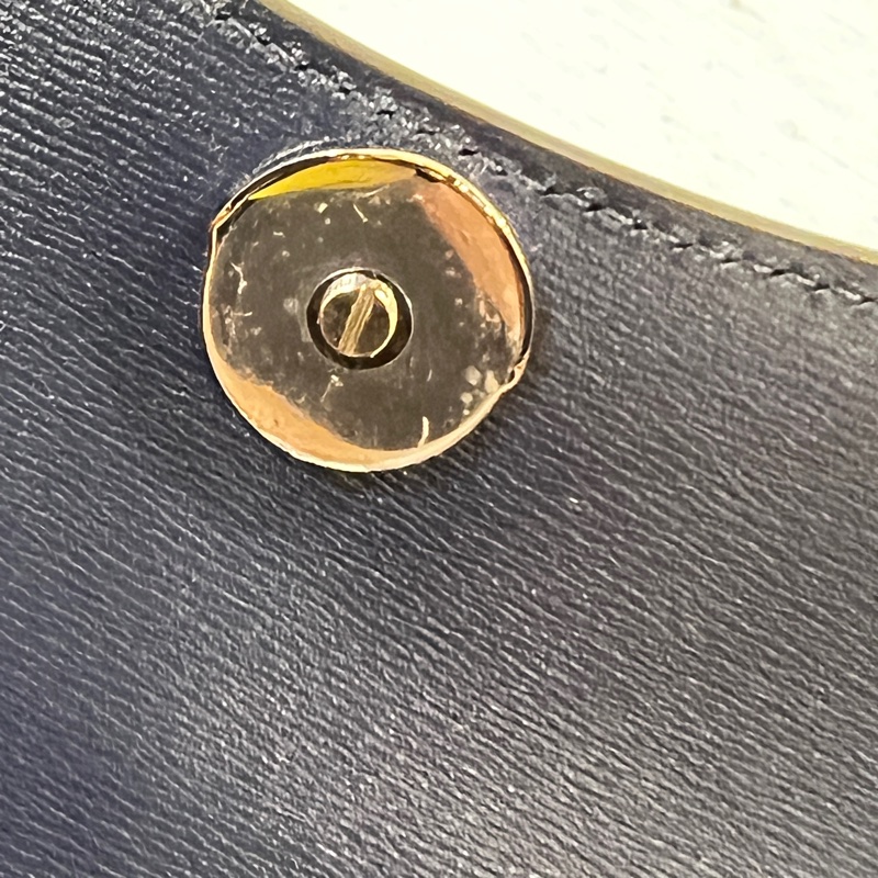 Cartier 深藍滑面牛皮銀釦美洲豹翻釦下蓋手提肩斜背包-15