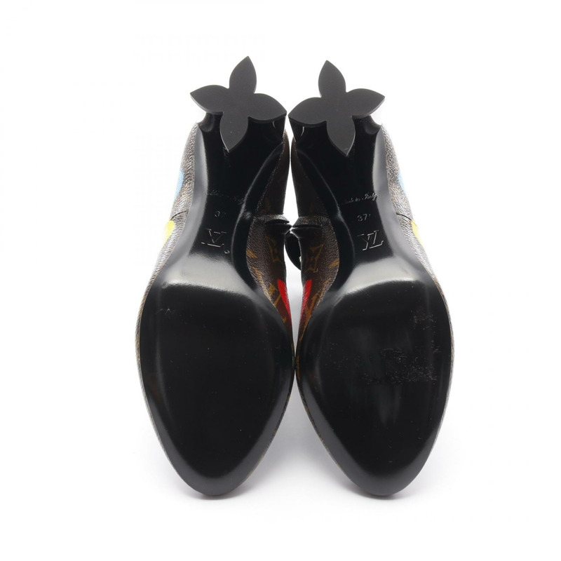 路易威登 LV x YK 聯名款 Painted Dots 短靴 Monogram 帆布棕色 #37-3