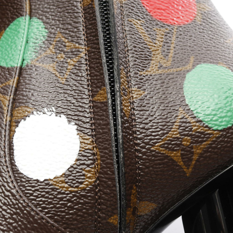 路易威登 LV x YK 聯名款 Painted Dots 短靴 Monogram 帆布棕色 #37-8